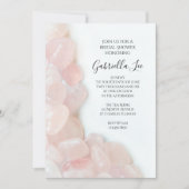 ピンクローズクォーツオンホワイトブライダルシャワー 招待状 (正面)