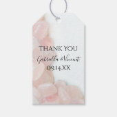 ピンクローズクォーツオンホワイト結婚式の引き出物ラベル ギフトタグ (正面)