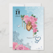 ピンクローズクラシックブルーローライダーチョラキンセアニェラ 招待状 (裏面)