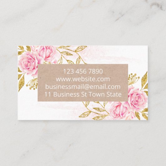 ピンクローズクラフトろうそく大豆溶融石けんとDIYクラフト 名刺 (裏面)