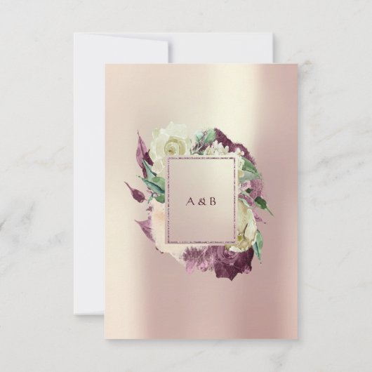 ピンクローズクリーミーマルサラフローラ結婚赤面 招待状 (裏面)