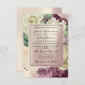 ピンクローズクリーミーマルサラフローラ結婚赤面 招待状 (正面/裏面)