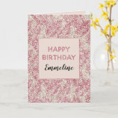 ピンクローズクリームグリッターグリッツトロピカル葉ズ カード (黄色い花)