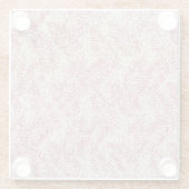 ピンクローズクリームグリッターグリッツトロピカル葉 ガラスコースター (裏面)