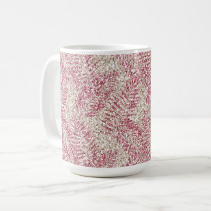 ピンクローズクリームグリッターグリッツトロピカル葉 コーヒーマグカップ