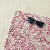 ピンクローズクリームグリッターグリッツトロピカル葉 ビーチタオル (インサイチュ)