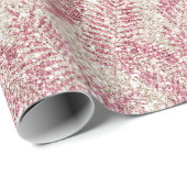 ピンクローズクリームグリッターグリッツトロピカル葉 ラッピングペーパー (ロールコーナー)