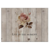 ピンクローズクリームホワイトフェイクウッド カッティングボード (正面)