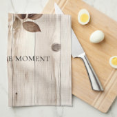 ピンクローズクリームホワイトフェイクウッド キッチンタオル (四つ折り)