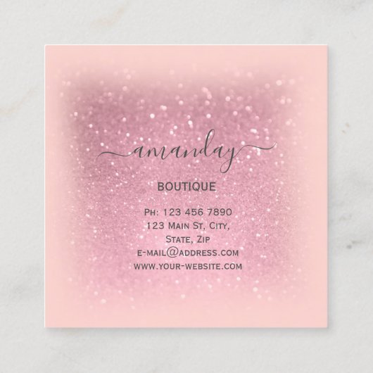 ピンクローズクロスハンガーファッションブティック スクエア名刺 (裏面)