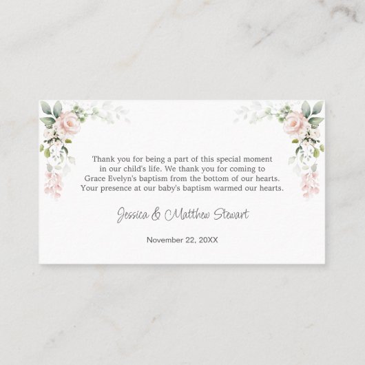 ピンクローズクロスバプテスマありがとう 名刺 (裏面)