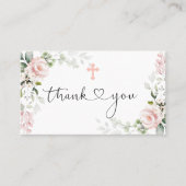 ピンクローズクロスバプテスマありがとう 名刺 (正面)