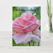 ピンクローズクローズアップガーデンアート誕生日カード カード (正面)