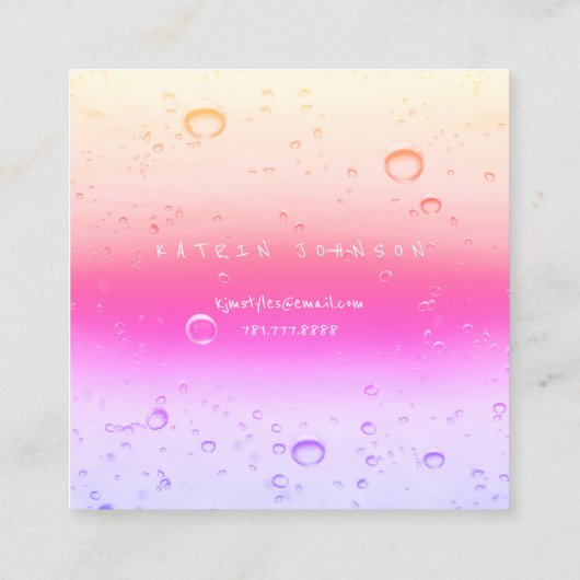 ピンクローズグラデーション抽象芸術ウォーター海ボール スクエア名刺 (裏面)