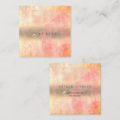 ピンクローズグラデーション抽象芸術ウォーター麻ボール スクエア名刺 (正面/裏面)