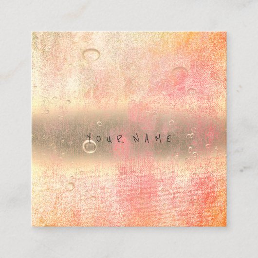 ピンクローズグラデーション抽象芸術ウォーター麻ボール スクエア名刺 (正面)