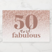 ピンクローズグラデーション金ゴールド50と素晴らしい誕生日 スパークリングワインラベル (シングルラベル)