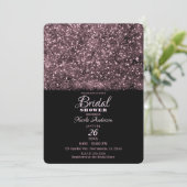 ピンクローズグリッターきらめくライトブライダルシャワー 招待状 (スタンド正面)