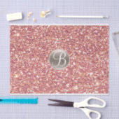 ピンクローズグリッタースパークルグラムモノグラムイニシャル 薄葉紙 (クラフト)