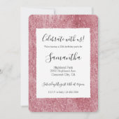 ピンクローズグリッターゼブラアニマルプリント 招待状 (正面)