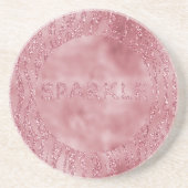 ピンクローズグリッターゼブラ動物 コースター (正面)