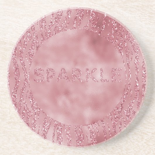 ピンクローズグリッターゼブラ動物 コースター (正面)