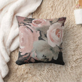 ピンクローズグリッターバラダークフローラグラムエレガント クッション (ブランケット)