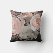 ピンクローズグリッターバラダークフローラグラムエレガント クッション (裏面)