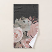 ピンクローズグリッターバラダークフローラグラムエレガント バスタオルセット (ハンドタオル)