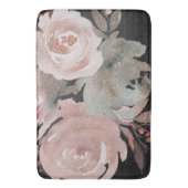 ピンクローズグリッターバラダークフローラグラムエレガント バスマット (正面縦)