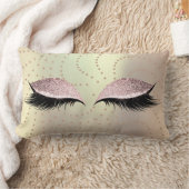 ピンクローズグリッターメイクアップラッシュスワロフスキードット ランバークッション (ブランケット)