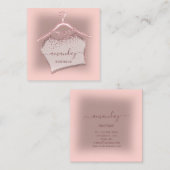 ピンクローズグリッター布掛けクローゼットファッション店 スクエア名刺 (正面/裏面)