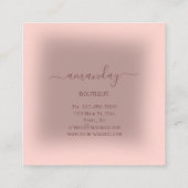 ピンクローズグリッター布掛けクローゼットファッション店 スクエア名刺 (裏面)