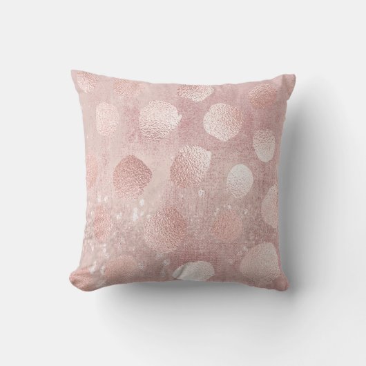 ピンクローズグリッター絵を描メタル水玉模様ガーリー クッション (正面)