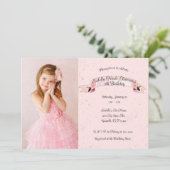 ピンクローズグリッター&ハートバースデーパーティー写真 招待状 (スタンド正面)