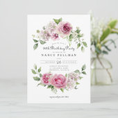 ピンクローズグリーナリーフローラアーチバースデーパーティー90th 招待状 (スタンド正面)