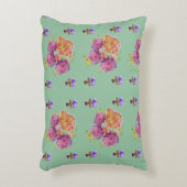 ピンクローズグリーンシャビーフローラデコークッション アクセントクッション (正面(垂直))