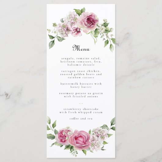 ピンクローズグリーンフローラ結婚アーチまたは誕生日 メニュー (正面)