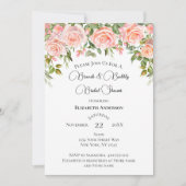 ピンクローズグリーンリーブランチバブリーブライダルシャワー 招待状 (正面)