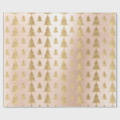 ピンクローズコテージ金ゴールドクリスマスツリーミニマル ラッピングペーパー (フラット)