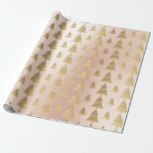 ピンクローズコテージ金ゴールドクリスマスツリーミニマル ラッピングペーパー (アンロールド)