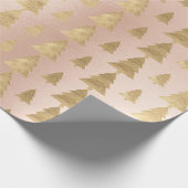 ピンクローズコテージ金ゴールドクリスマスツリーミニマル ラッピングペーパー (角)