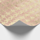 ピンクローズコテージ金ゴールド赤面クリスマスジンジャーボーイ ラッピングペーパー (角)