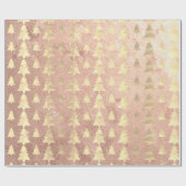 ピンクローズコテージ金ゴールド赤面クリスマスツリーカッパー ラッピングペーパー (フラット)