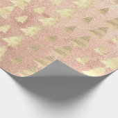 ピンクローズコテージ金ゴールド赤面クリスマスツリーカッパー ラッピングペーパー (角)