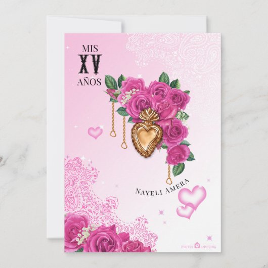 ピンクローズコラゾンデミラグロスローライダーキンセアニェラ 招待状 (裏面)