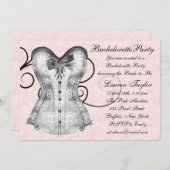 ピンクローズコルセットピンクブラックバチェロレッテ 招待状 (正面/裏面)