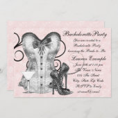 ピンクローズコルセットピンクマルティーニバチェロレッテ 招待状 (正面/裏面)