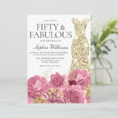 ピンクローズゴールデンガウン50thバースデーパーティー 招待状 (スタンド正面)