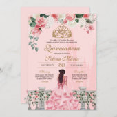 ピンクローズゴールデンプリンセスフェアリータールキンセアニラ 招待状 (正面/裏面)